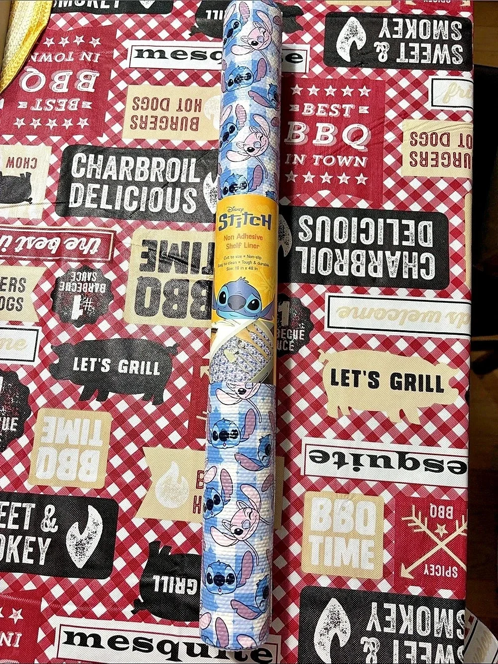 Disney Stitch Non Adhesive Shelf Liner Blue & Yellow NWT